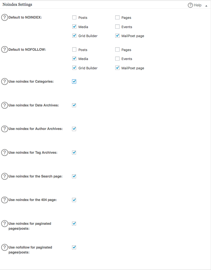 noindex wordpress